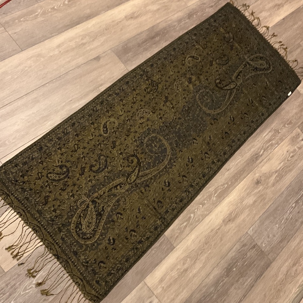 CASHMERE Gift From Jerusalem 100% CASHMERE WRAP WITH FRINGE PAISLEY BLACK TAN